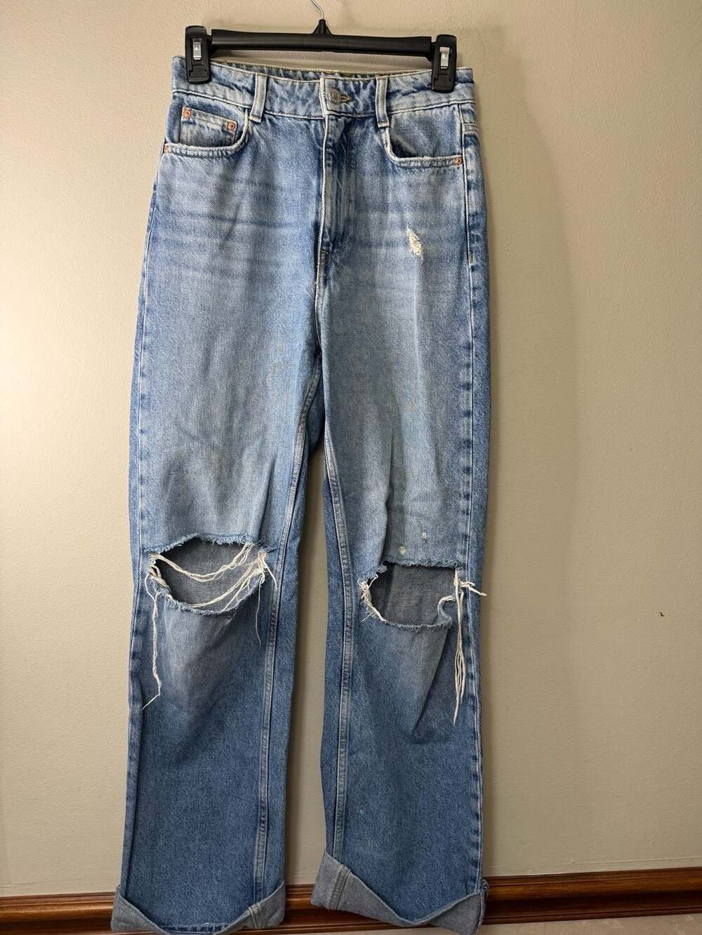 Women's Denim blue Straight High Jeans